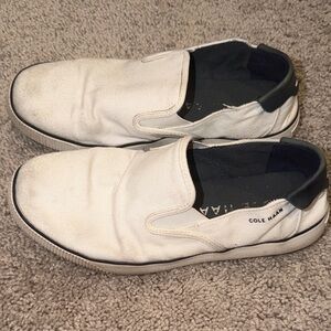 Cole Haan Men's White and Black Slip-On Loafers